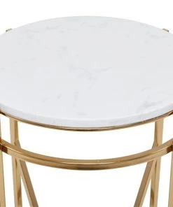 Grayson Lane Gold Metal with Granite/Marble Round End Table -GRAYSON LANE shop 330857487 AlternateImage3 l
