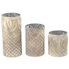 Grayson Lane Set of 3 Vintage Beige Glass Pillar Candle Holder