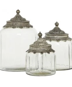 Grayson Lane Set of 3 Traditional Clear Glass Decorative Jars -GRAYSON LANE shop 330857493 AlternateImage4 l