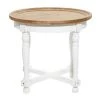 Grayson Lane Farmhouse White and Brown Wood Round End Table