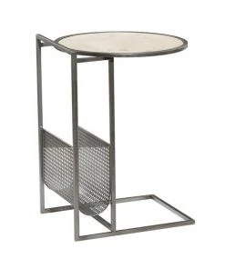 Grayson Lane Grey Metal with Wood Round End Table