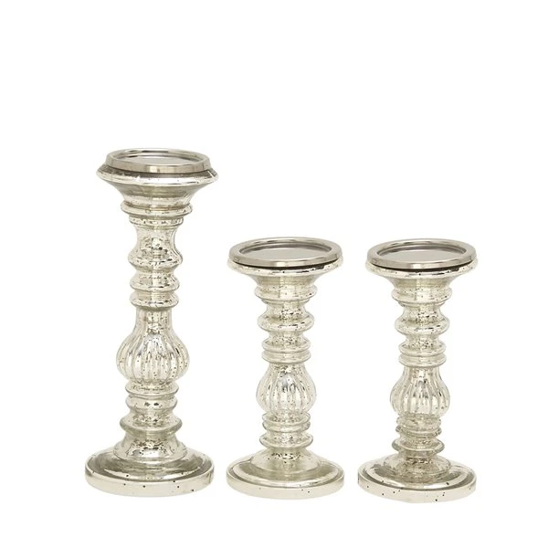 Grayson Lane Silver Metal Pillar Candle Holder 5 Grayson Lane Silver Metal Pillar Candle Holder - Image 5
