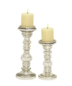 Grayson Lane Silver Metal Pillar Candle Holder