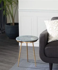 Grayson Lane Gold and Black Granite/Marble Round End Table -GRAYSON LANE shop 330857506 AlternateImage1 l