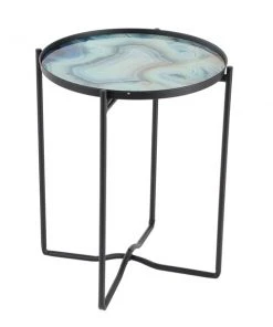 Grayson Lane Blue Glass Round End Table