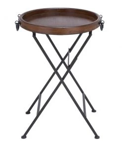 Grayson Lane Traditional Brown Pine Wood Round End Table