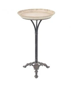 Grayson Lane Farmhouse White Pine Wood and Iron Round End Table