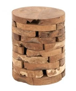 Grayson Lane Brown Wood Round End Table/Footstool