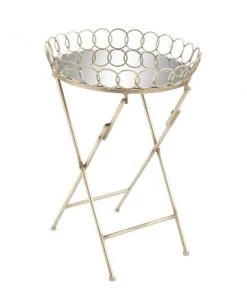 Grayson Lane Traditional Gold Mirror Round End Table