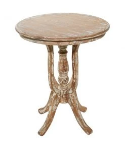 Grayson Lane Farmhouse Light Brown Wood Round Accent Table