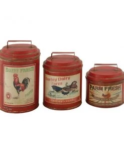 Grayson Lane Set of 3 Farmhouse Red Decorative Jars
