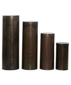 Grayson Lane Industrial Brown Metal Round Pedestral End Table - Set of 4 -GRAYSON LANE shop 330857535 AlternateImage5 l