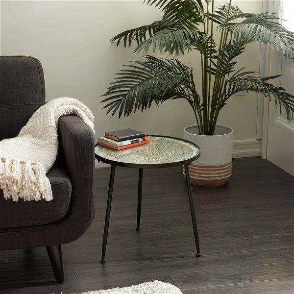 Grayson Lane Vintage Black Metal Round End Table 2 Grayson Lane Vintage Black Metal Round End Table - Image 2