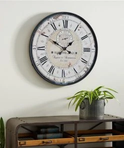 GRAYSON LANE 32 In. x 32 In. Vintage Wall Clock White Wood -GRAYSON LANE shop 330857564 AlternateImage2 l