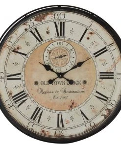 GRAYSON LANE 32 In. x 32 In. Vintage Wall Clock White Wood
