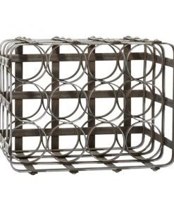 GRAYSON LANE 12 In. x 16 In. Industrial Wine Holder Rack Black Metal