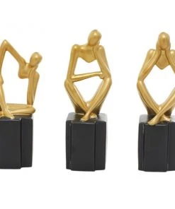 GRAYSON LANE Set of 3 4 In. x 13 In. Abstract Sculpture Gold Porcelain 8 GRAYSON LANE Set of 3 4 In. x 13 In. Abstract Sculpture Gold Porcelain -GRAYSON LANE shop 330857574 AlternateImage3 l