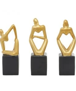GRAYSON LANE Set of 3 4 In. x 13 In. Abstract Sculpture Gold Porcelain 9 GRAYSON LANE Set of 3 4 In. x 13 In. Abstract Sculpture Gold Porcelain -GRAYSON LANE shop 330857574 AlternateImage5 l