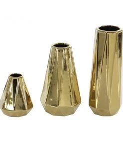 GRAYSON LANE Set of 3 7 In., 11 In., 15 In. Glam Vase Gold Stoneware -GRAYSON LANE shop 330857578 AlternateImage4 l