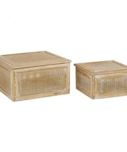 GRAYSON LANE Set of 2 8 In., 10 In. Brown Country Cottage Box Wood