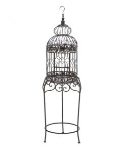 GRAYSON LANE 47 In. x 14 In. Vintage Bird Cage Black Iron