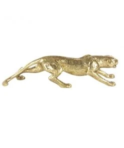 GRAYSON LANE 8 In. x 34 In. Glam Sculpture Gold Polystone Leopard