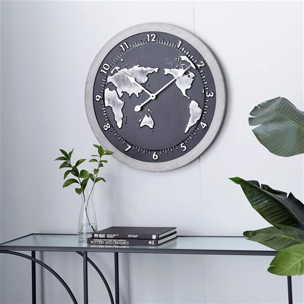 GRAYSON LANE 25 In. x 25 In. Vintage Wall Clock Black Metal 2 GRAYSON LANE 25 In. x 25 In. Vintage Wall Clock Black Metal - Image 2