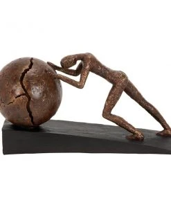 GRAYSON LANE 8 In. x 5 In. Industrial Sculpture Brown Polystone Sisyphus