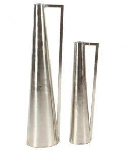 GRAYSON LANE Set of 2 17 In., 22 In. Glam Vase Silver Metal