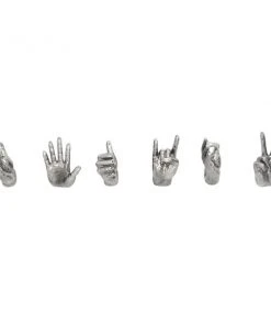 GRAYSON LANE Set of 6 5 In. x 5 In. Silver Modern Hand Sculpture Polyston