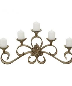 GRAYSON LANE 11 In. x 23 In. Rustic Candlestick Holders Grey Iron