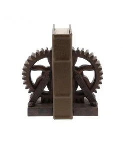 GRAYSON LANE Set of 2 7 In. x 5 In. Brown Industrial Gear Bookends Polyst -GRAYSON LANE shop 330857640 AlternateImage4 l