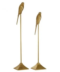 GRAYSON LANE Set of 2 28 In., 32.5 In. Gold Glam Bird Sculpture Aluminum