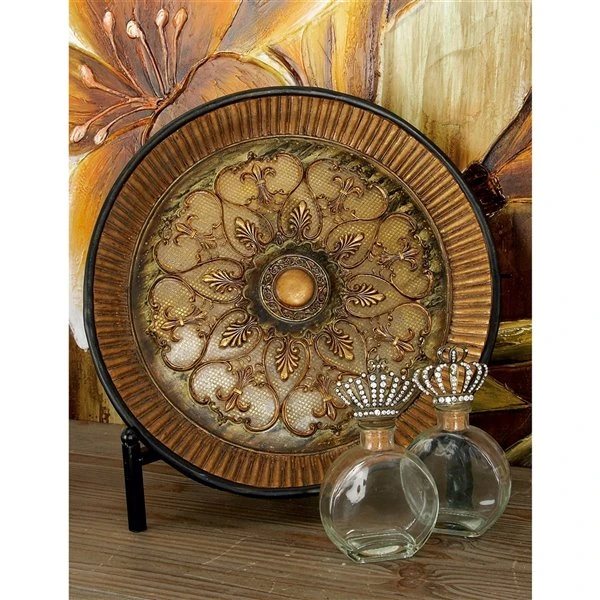 GRAYSON LANE 1 In. x 16 In. Traditional Decorative Plate Stand Gold Polys 2 GRAYSON LANE 1 In. x 16 In. Traditional Decorative Plate Stand Gold Polys - Image 2