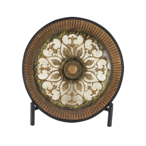 GRAYSON LANE 1 In. x 16 In. Traditional Decorative Plate Stand Gold Polys 4 GRAYSON LANE 1 In. x 16 In. Traditional Decorative Plate Stand Gold Polys - Image 4