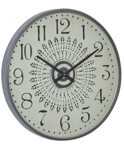 GRAYSON LANE 28 In. x 28 In. Farmhouse Wall Clock Grey Metal
