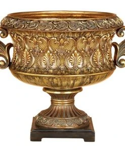 GRAYSON LANE 13 In. x 15 In. Traditional Decorative Bowl Gold Resin