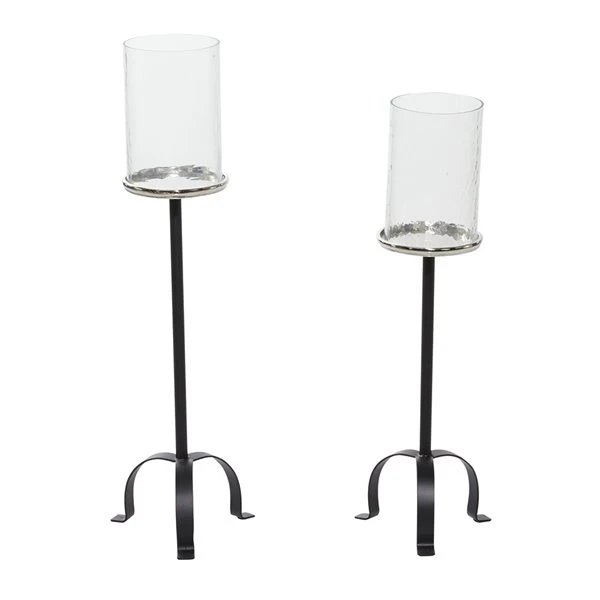 GRAYSON LANE Set of 2 23 In., 26 In. Black Traditional Hurricane Lamp Alu 4 GRAYSON LANE Set of 2 23 In., 26 In. Black Traditional Hurricane Lamp Alu - Image 4
