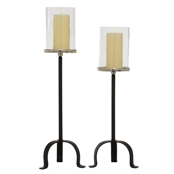GRAYSON LANE Set of 2 23 In., 26 In. Black Traditional Hurricane Lamp Alu 1 GRAYSON LANE Set of 2 23 In., 26 In. Black Traditional Hurricane Lamp Alu