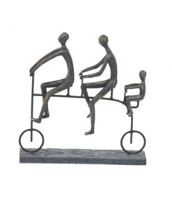 GRAYSON LANE 13 In. x 13 In. Modern Sculpture Brass Polystone Bicyclist