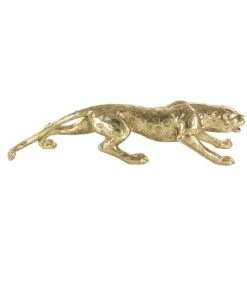 GRAYSON LANE 10 In. x 46 In. Glam Sculpture Gold Polystone Leopard