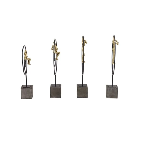 GRAYSON LANE Set of 4 21, 21, 20, 17 In. Gold Modern People Sculpture Res 4 GRAYSON LANE Set of 4 21, 21, 20, 17 In. Gold Modern People Sculpture Res - Image 4