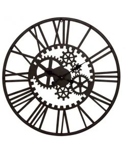 GRAYSON LANE 32 In. x 32 In. Industrial Wall Clock Black Metal