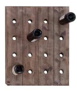 GRAYSON LANE 25 In. x 21 In. Rustic Wine Holder Rack Brown Wood