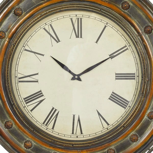 GRAYSON LANE 36 In. x 36 In. Rustic Wall Clock Brown Metal 4 GRAYSON LANE 36 In. x 36 In. Rustic Wall Clock Brown Metal - Image 4