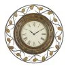 GRAYSON LANE 36 In. x 36 In. Rustic Wall Clock Brown Metal