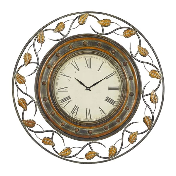 GRAYSON LANE 36 In. x 36 In. Rustic Wall Clock Brown Metal 1 GRAYSON LANE 36 In. x 36 In. Rustic Wall Clock Brown Metal