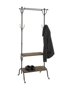 GRAYSON LANE 72 In. x 38 In. Industrial Coat Rack Black Metal and Wood -GRAYSON LANE shop 330857707 AlternateImage5 l