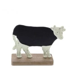 GRAYSON LANE 6 In. x 9 In. Farmhouse Sculpture Black Metal Cow