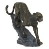 GRAYSON LANE 13 In. x 9 In. Rustic Leopard Sculpture Black Resin